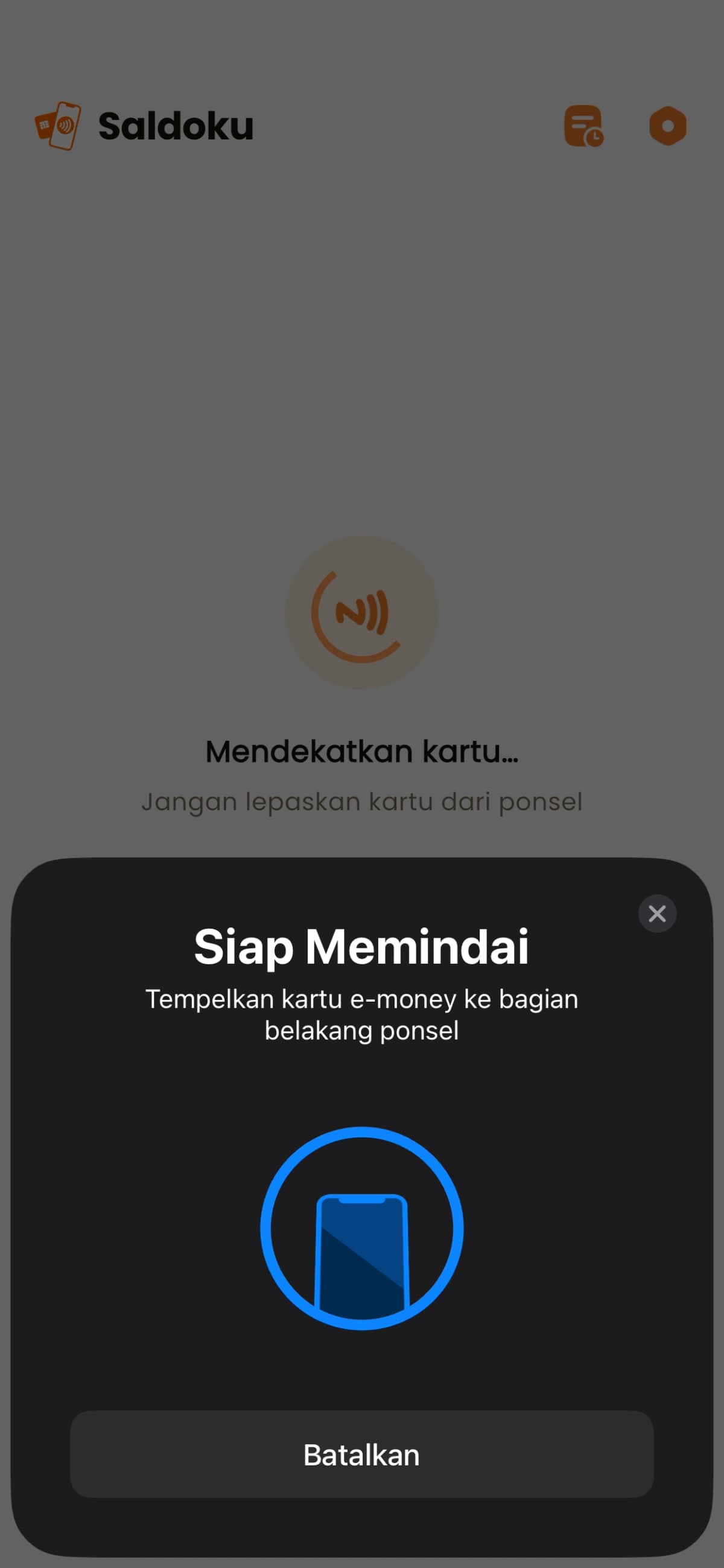 Saldoku membaca saldo kartu e-money via NFC